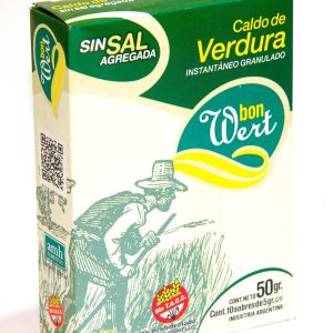 Caldo de Verdura Deshidratado Sin Sal Agregada Bon Wert x 10 sobres