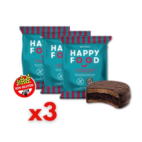 Alfajor Mousse de Chocolate Happy Food x 3 Unidades